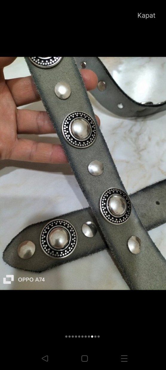 Gri Süet Tokalı Punk Tarzı Kadın Kemer - Görsel 3