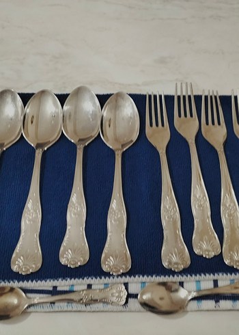 İtalya LBL vitange gümüş kaplama Çatal kaşık  - Görsel 13