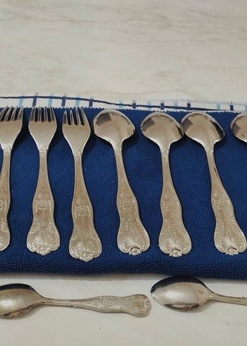 İtalya LBL vitange gümüş kaplama Çatal kaşık  - Görsel 12