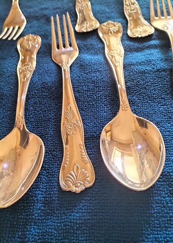 İtalya LBL vitange gümüş kaplama Çatal kaşık  - Görsel 4