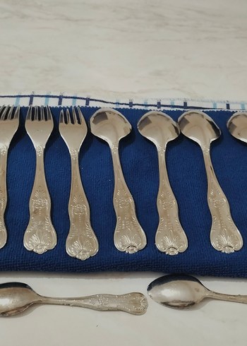 İtalya LBL vitange gümüş kaplama Çatal kaşık  - Görsel 2