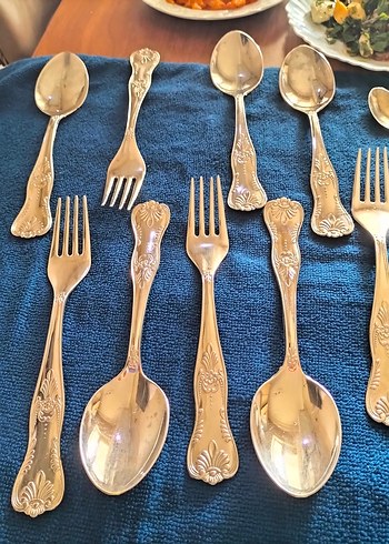 İtalya LBL vitange gümüş kaplama Çatal kaşık  - Görsel 3