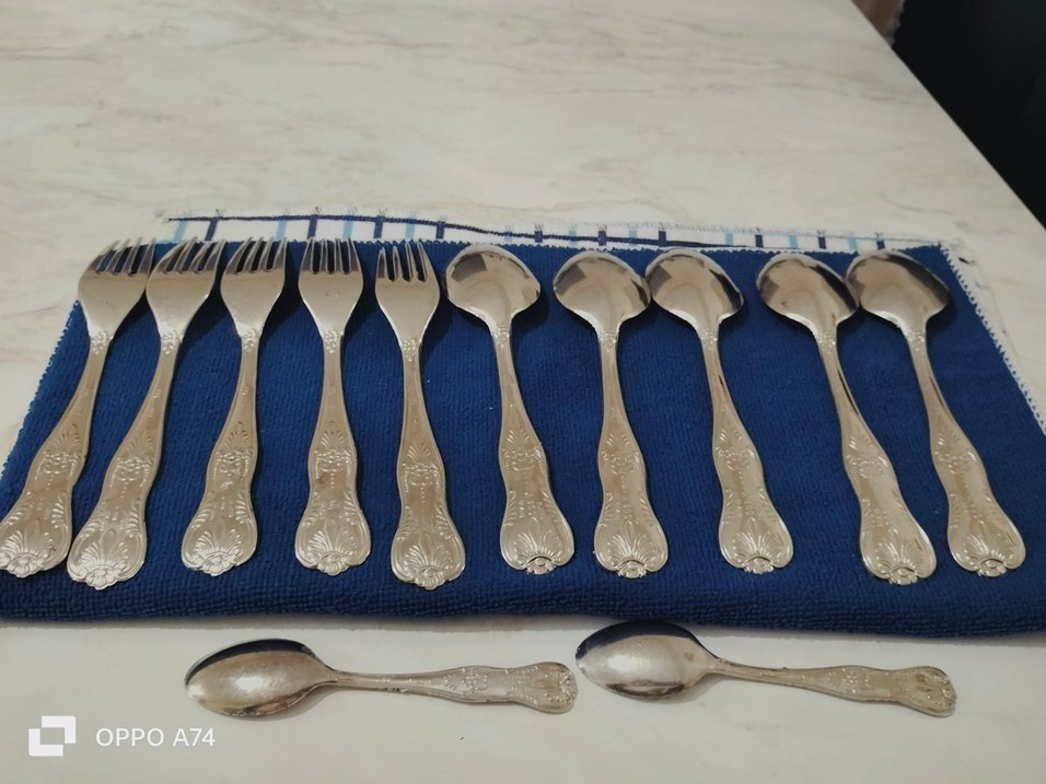 İtalya LBL vitange gümüş kaplama Çatal kaşık  - Görsel 2