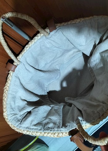 Mango Püsküllü Bej Bohem hasır plaj Çanta