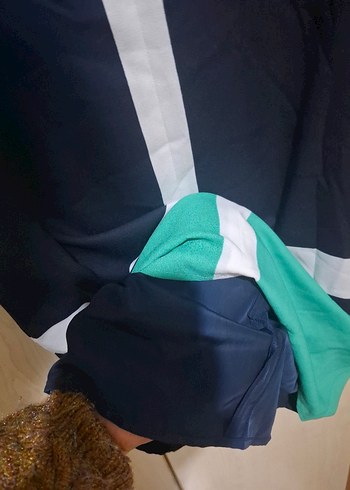 Kemerli, V Yaka, Renkli Midi Kadın Elbise - Görsel 6