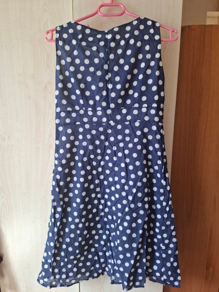 Puantiye Desenli Mavi Hamile Midi Elbise - Görsel 2