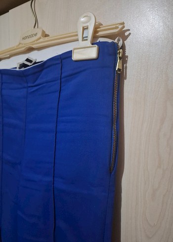 Kadın Mavi Midi Kumaş Pantolon - Görsel 2