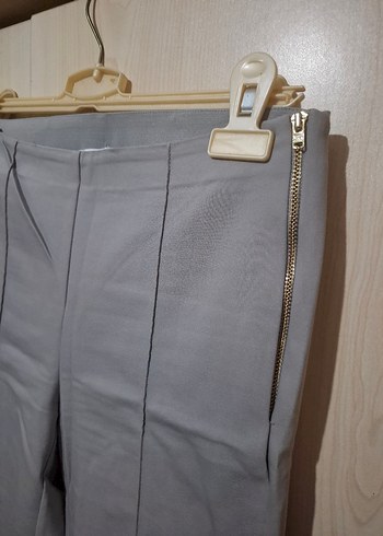 Gri Midi Kadın Kumaş Pantolon - Görsel 2