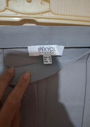 Gri Midi Kadın Kumaş Pantolon - Görsel 3