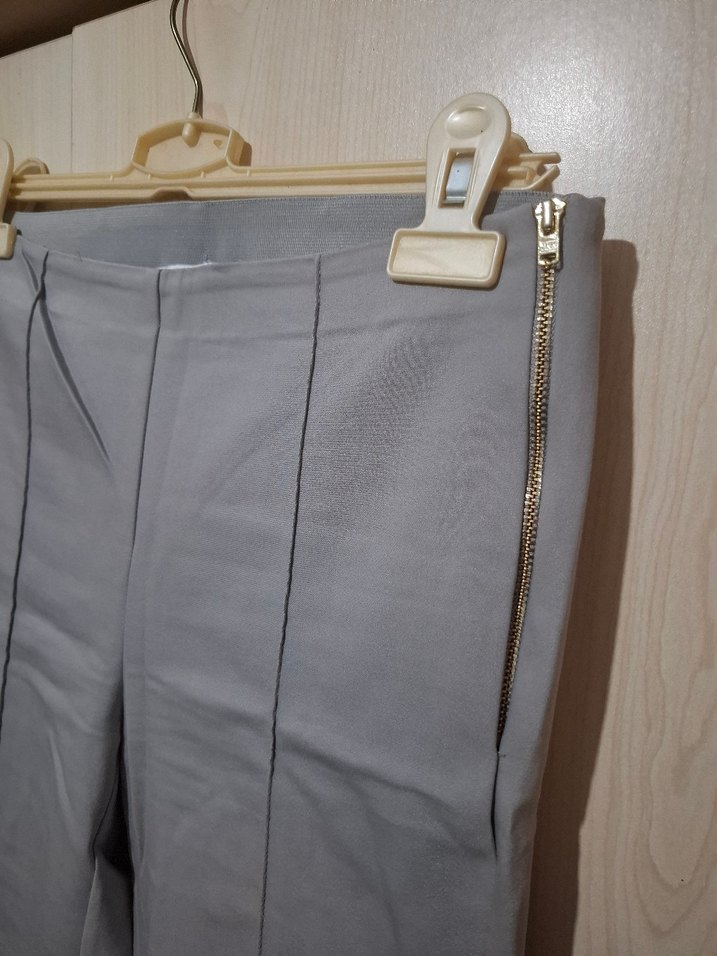 Gri Midi Kadın Kumaş Pantolon - Görsel 2