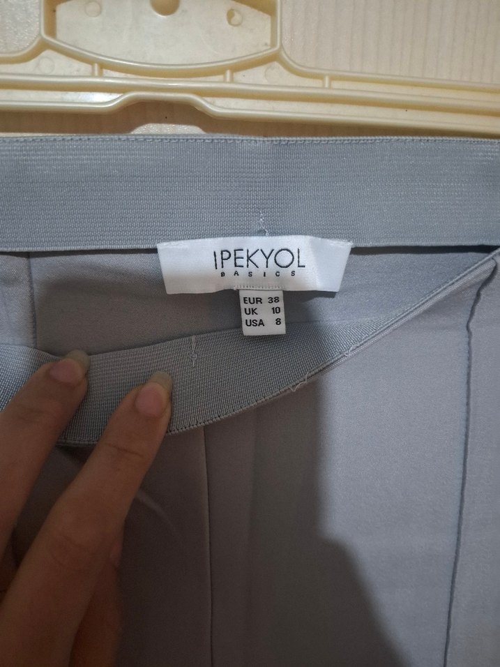 Gri Midi Kadın Kumaş Pantolon - Görsel 3