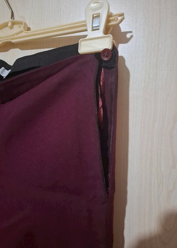 Bordo Kadın Kumaş Pantolon Midi Boy - Görsel 3