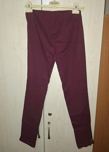 Bordo Kadın Kumaş Pantolon Midi Boy - Görsel 5