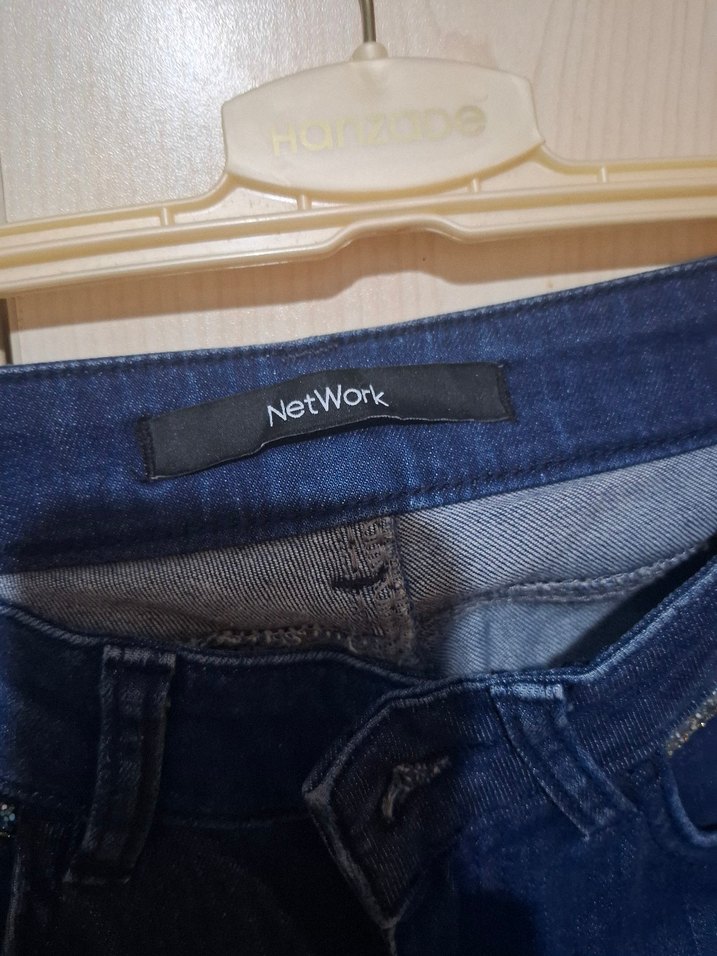 Kadın Mavi Denim Kemerli Normal Paça Jean - Görsel 3