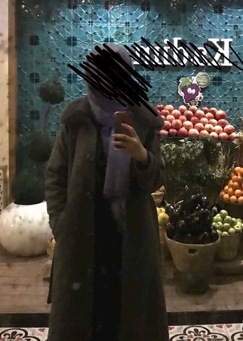 Gri Uzun Yün Kadın Kaban - Görsel 8