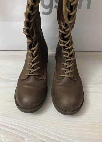 Kadın Kahverengi Deri Bağcıklı Çizme - Görsel 3