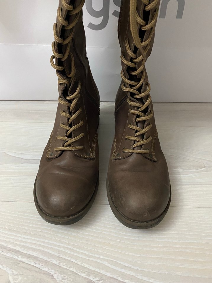 Kadın Kahverengi Deri Bağcıklı Çizme - Görsel 3