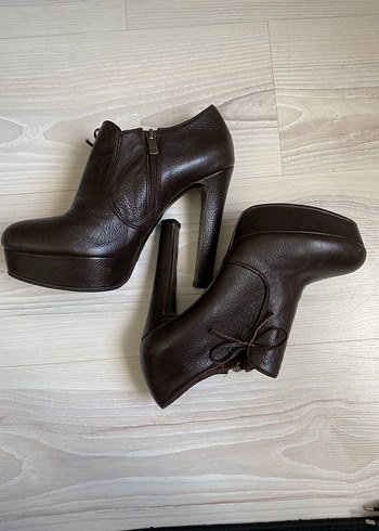 Acı Kahve Deri Kalın Topuklu Bot - Görsel 3