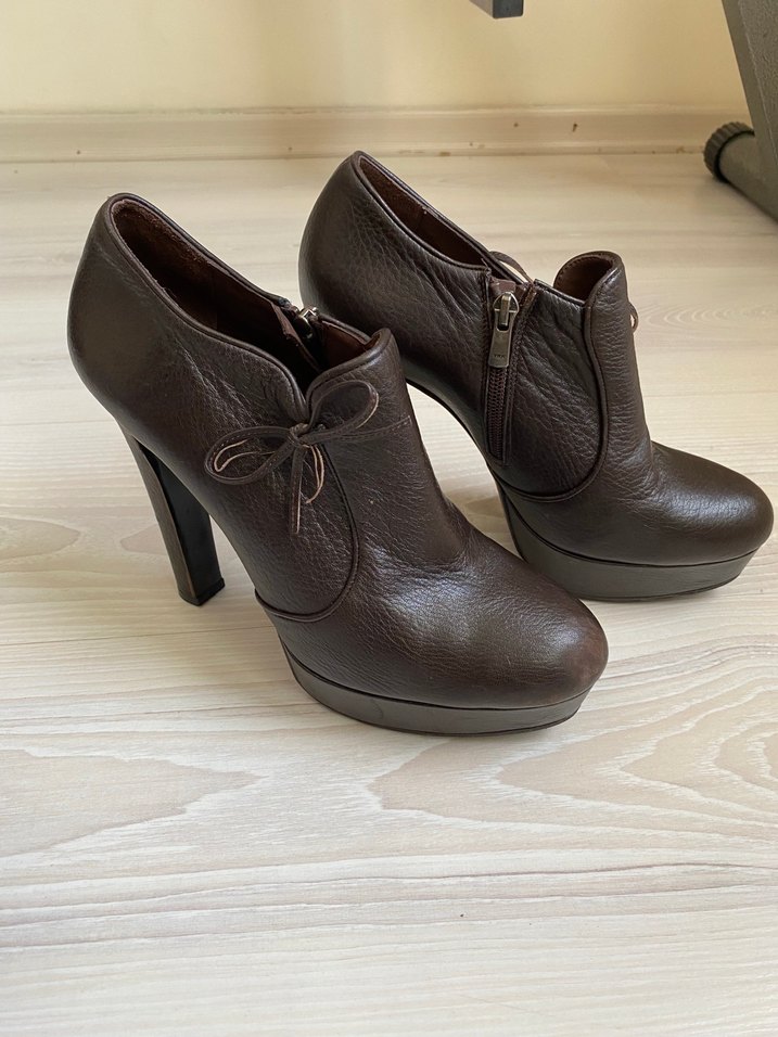 Acı Kahve Deri Kalın Topuklu Bot - Görsel 2