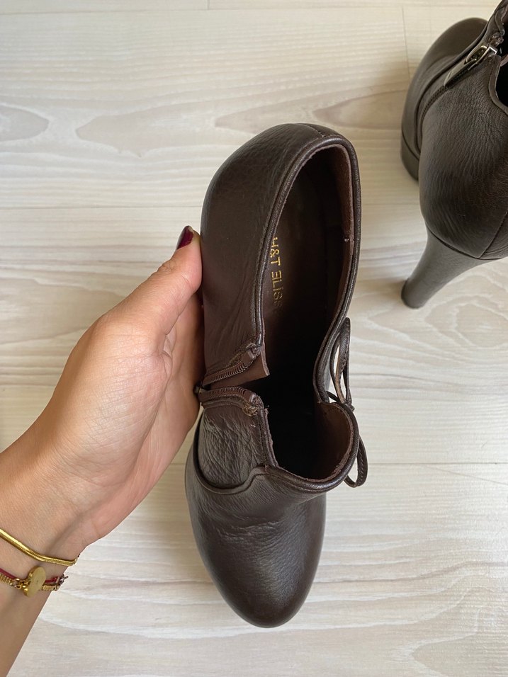 Acı Kahve Deri Kalın Topuklu Bot - Görsel 5