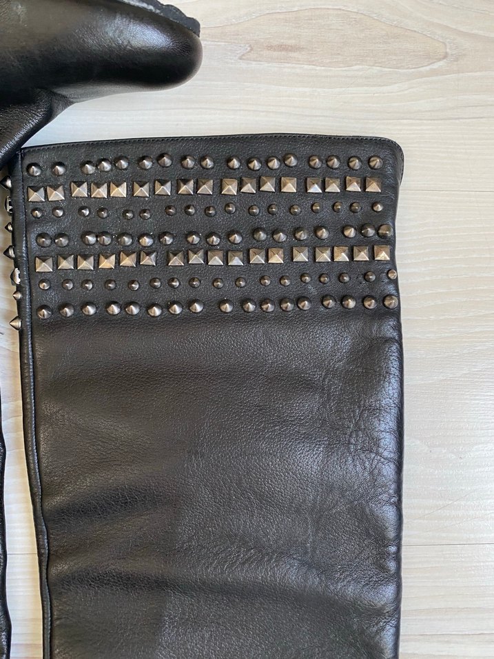 Kadın Siyah Deri Zımba Detay Çizme - Görsel 4