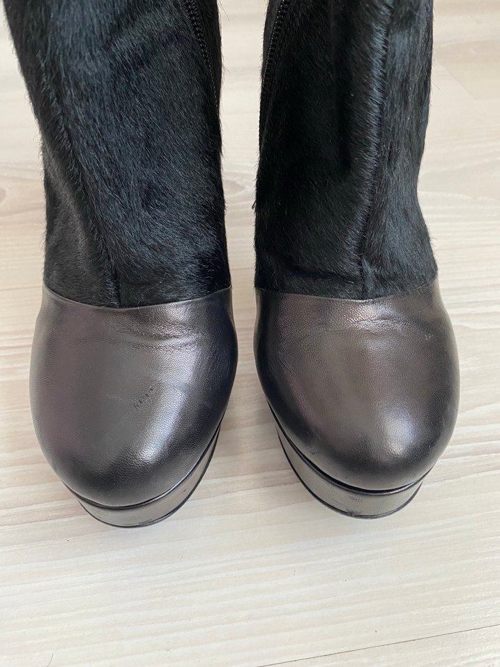 Siyah Süet Zebra Desenli Stiletto Topuklu Kadın Bot - Görsel 2