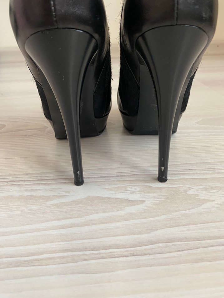 Siyah Süet Zebra Desenli Stiletto Topuklu Kadın Bot - Görsel 5