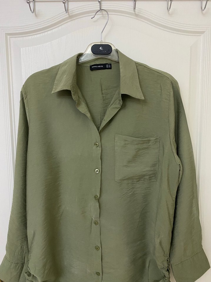 Yanları Büzgü Detay Uzun Salaş Gömlek - Görsel 2