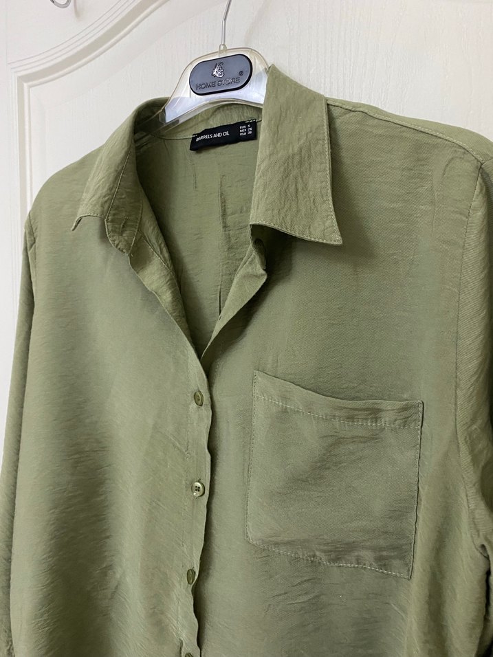 Yanları Büzgü Detay Uzun Salaş Gömlek - Görsel 3