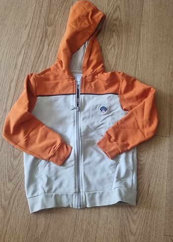 Okyanus Koleji Turuncu Gri Kapüşonlu Fermuarlı Sweatshirt
