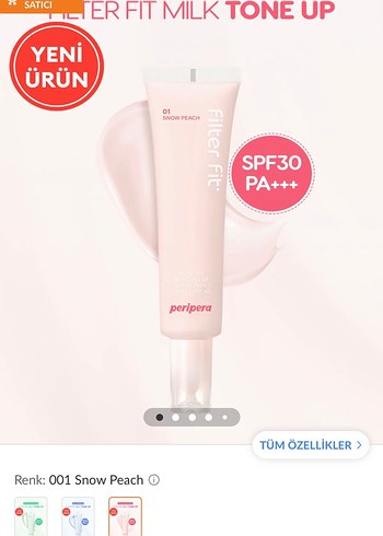 Peripera ERFIT Milk Tone Up SPF30 Pembe 001 Snow Peach