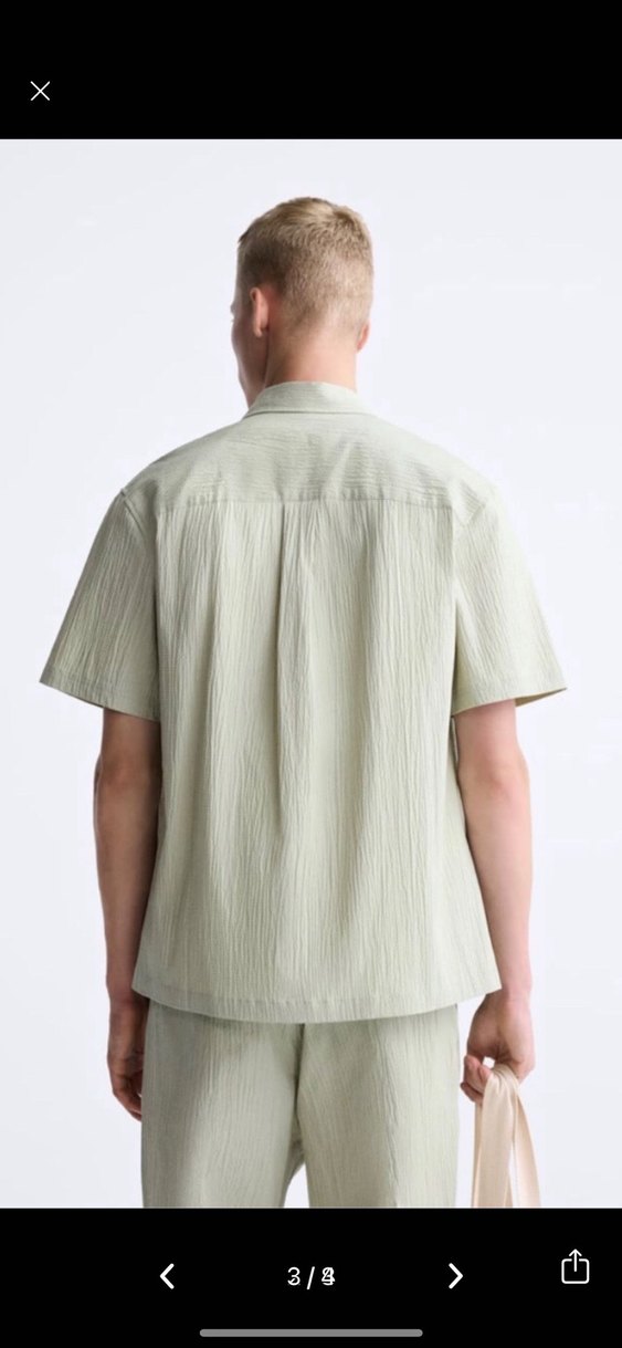 Kısa Kollu Regular Fit Keten gofre kırınkıl kırışık Gömlek erkek - Görsel 2