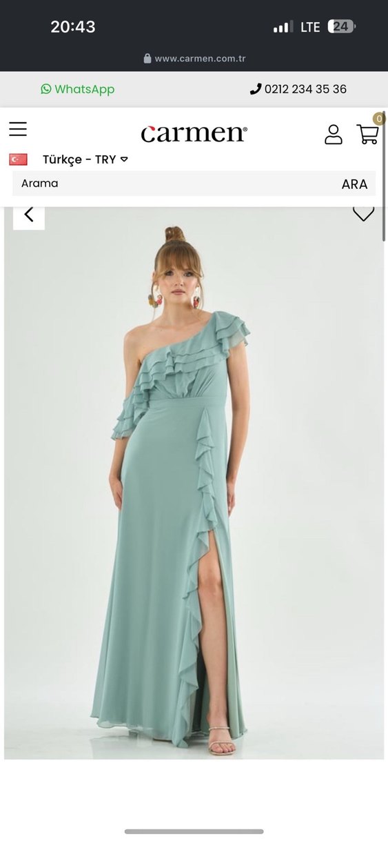 Askısız Uzun Abiye tek omuz kayık yaka fırfırlı yırtmaçl - Görsel 2