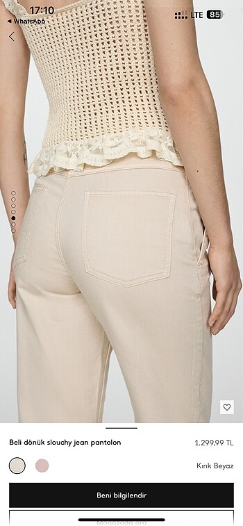 Beli dönük kemerli slouchy bej krem dikişli mom fit jean pantolo - Görsel 5