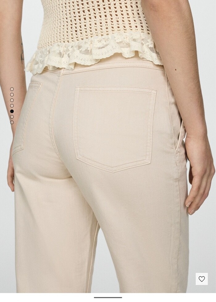 Beli dönük kemerli slouchy bej krem dikişli mom fit jean pantolo - Görsel 5