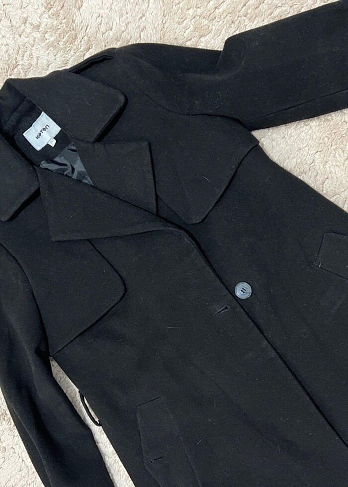 Kruvaze yaka düğme manşetli kısa kaşe kaban mont palto Zara mang - Görsel 2