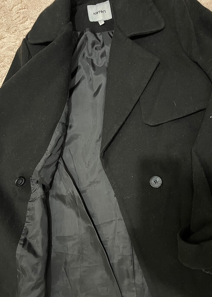 Kruvaze yaka düğme manşetli kısa kaşe kaban mont palto Zara mang - Görsel 4