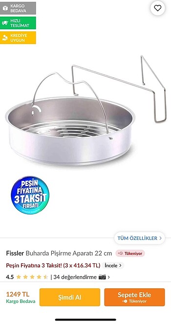 Fissler buharda pişirme aparatı ek gıda haşlama