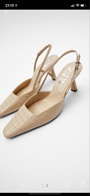 Zara krem bej kısa ince topuklu ayakkabı