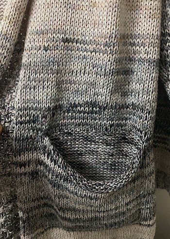 Bohem Gri Kadın Triko Hırka - Görsel 2