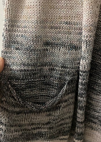 Bohem Gri Kadın Triko Hırka - Görsel 3