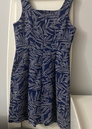 Lacivert Kare Yaka Pilili Midi Elbise - Görsel 7