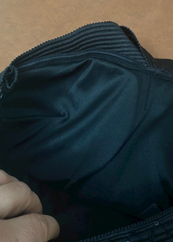 Kadın Siyah Mini Örgü V Yaka Elbise - Görsel 8