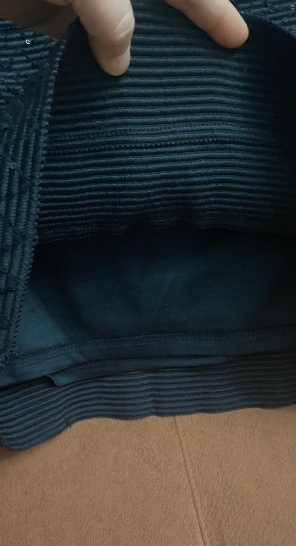 Kadın Siyah Mini Örgü V Yaka Elbise - Görsel 3