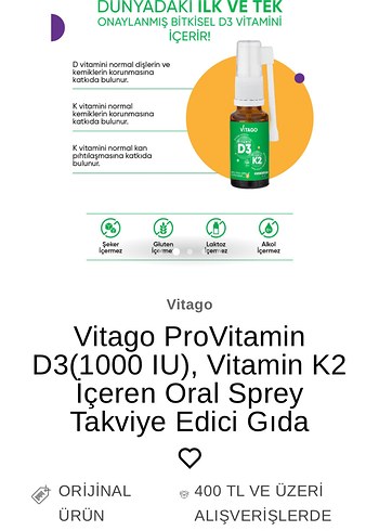 Vitago Vegan D3 ve K2 Vitaminleri 20 ml - Görsel 3