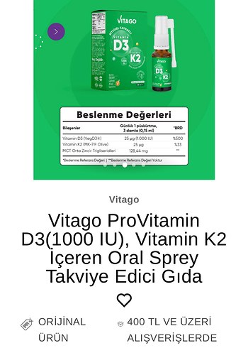 Vitago Vegan D3 ve K2 Vitaminleri 20 ml - Görsel 4