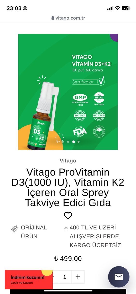 Vitago Vegan D3 ve K2 Vitaminleri 20 ml - Görsel 5
