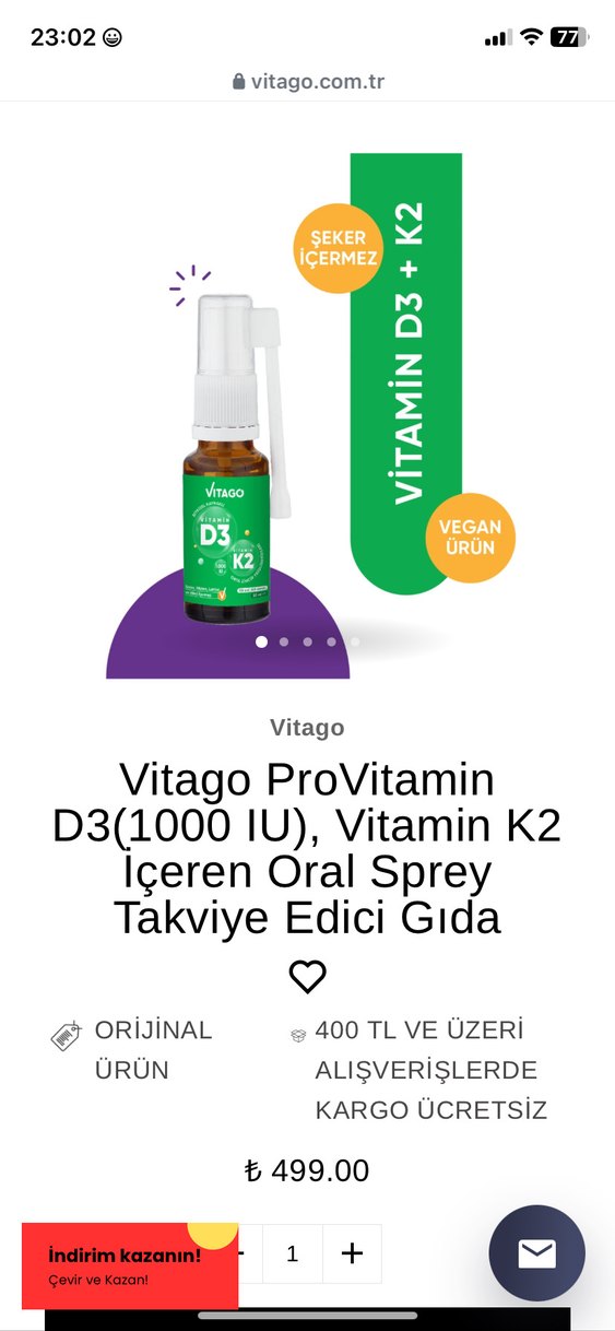 Vitago Vegan D3 ve K2 Vitaminleri 20 ml - Görsel 2