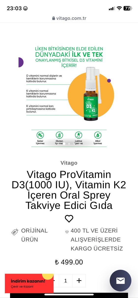 Vitago Vegan D3 ve K2 Vitaminleri 20 ml - Görsel 3