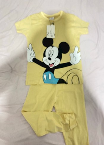 Zara Sarı Mickey Mouse Baskılı Çocuk Pijama Takımı
